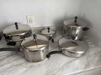 Farberware Vintage Aluminum Clad Stainless Steel Pots and Pans 10 Piece Set USA