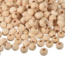 200Pcs 12mm Natural Wood Spacer Bead 3mm Hole Unfinished Round Wooden Beads