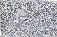 Flannel Back Vinyl Printed Tablecloth,52"x70"Oblong, BLUE FLOWERS ON WHITE,HP