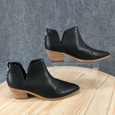 Nine West Boots Womens 9M Ankle Bootie Black Leather Pull On Pointed Toe Cuban