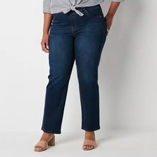 Gloria Vanderbilt Plus Size Straight-Leg Denim Pull-On Jeans Women's 16W Kansas