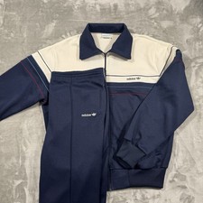 Vintage Adidas Trefoil Taiwan Track Suit 70s 80s Size Navy Blue White