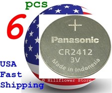 6 pcs CR2412 2412 LR2412 Panasonic Bulk 3V Lithium Coin Battery w/ free trk#