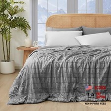 Seersucker Cooling Comforter Queen Size, Q-Max 0.45 Reversible Lightweight