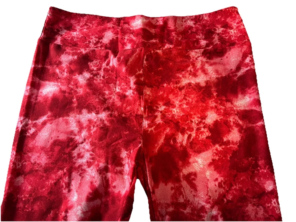 New LuLaRoe Red Pink White Tie-Dye Pattern Leggings Size TC (12-18) New W/ Tags - Image 2 of 4