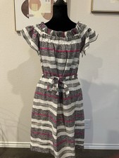 Anthropologie Striped Corey Lynn Calter Bayside Off Shoulder Dress Size S