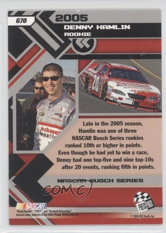 2006 Press Pass Rookie Replay Gold Denny Hamlin #G70 - Image 2 of 2