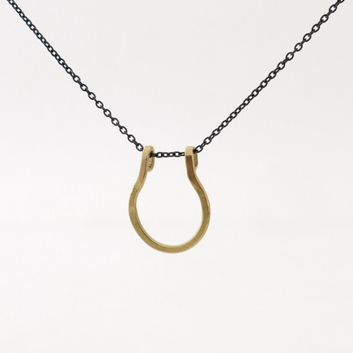 Gold Horseshoe Pendant, Hammered 14K Charm - Handmade Jewelry - Good Luck Charm - Picture 5 of 8