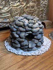 Dome Shaped Natural Rock Tank Ornament - Dark Green River Stones