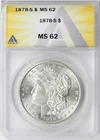 1878-S $1 Morgan Silver Dollar ANACS MS62