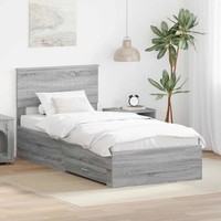 Bettrahmen Mit Schubladen Grau Sonoma 90 X 200 Cm Holzwerkstoff