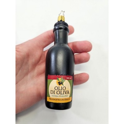 Inge Glas live Oil Bottle Ornament Extra Vergine Glass Christmas Tree Decor EUC