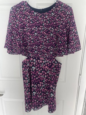 FRENCH CONNECTION Purple Multi Bethany Floral Cut Out Mini Dress Size 4