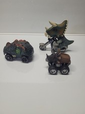 Lot Of 3 Pull Back And Go Dinosaur Toy Cars Used 