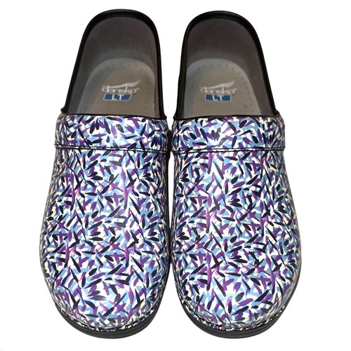 Zuecos de cuero Dansko para mujer LT Pro azul tablero zapatos acuarela púrpura verde azulado talla 42 - Imagen 12 de 13