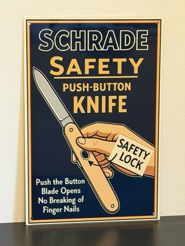 Schrade Safety Knives  Cutlery Knives  Vintage  Style Metal Sign