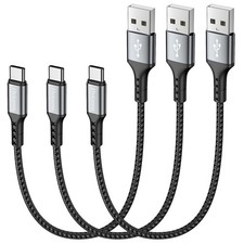 USB C Cable Short 1FT 3Pack, 12inch 3A USB to USB C Fast Charger Braided Cord