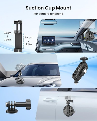 Maectech 4" Saugnapf Windschutzscheibe Autohalterung für Action Cam Insta 360, GoPro - Bild 7 von 7