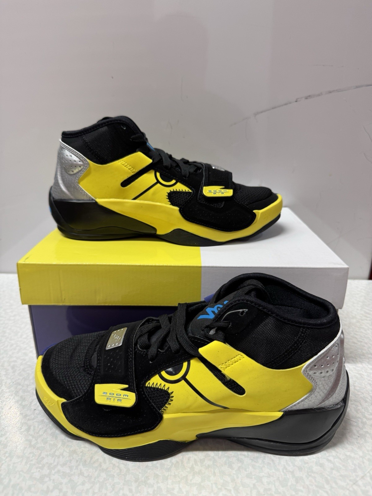 Nike Jordan Zion 2 Sp Naruto Vs Sasuke Black-Laser Blue-Yellow Sz 5.5 FB1628-087