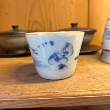 Sake Cup Imari blue h-painted soba choko