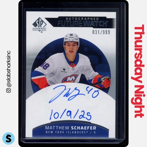 2025 SP AUTHENTIC #168 MATTHEW SCHAEFER FUTURE WATCH AUTO INSCRIBED ROOKIE /50
