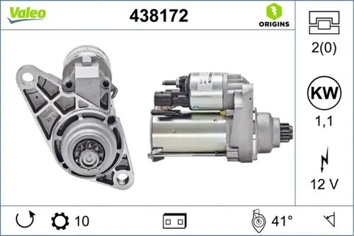 Démarreur Rotation dans le sens inverse des aiguilles d'une montre 438172 VALEO - Photo 2/10