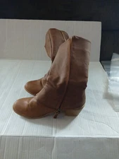 Womens Brown Boots Zip Up Un Branded
