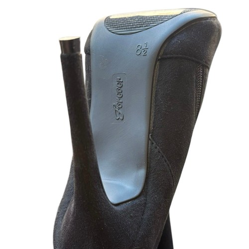 New Forever Womens Over The Knee Black Suede Boot stretch Stiletto Lace Zip 8.5 - Picture 11 of 11