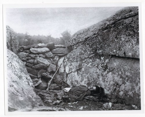 1863 Civil War Rebel Sharpshooter Position at Gettysburg 8x10 Photo