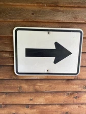 Vintage Left or Right ARROW highway road sign route marker auxiliary