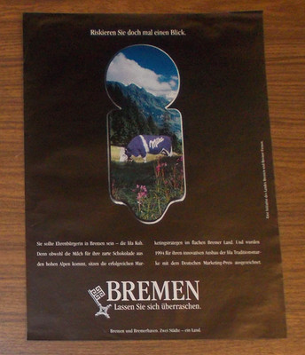 Seltene Werbung FREIE HANSESTADT BREMEN - Milka Lila Kuh 1995