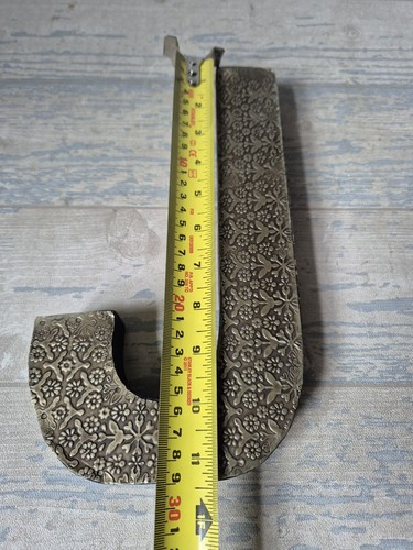 Letter J Decorative Floral Pressed Metal & Wooden Letter J 29 cm / 11.5" Tall - Picture 4 of 10