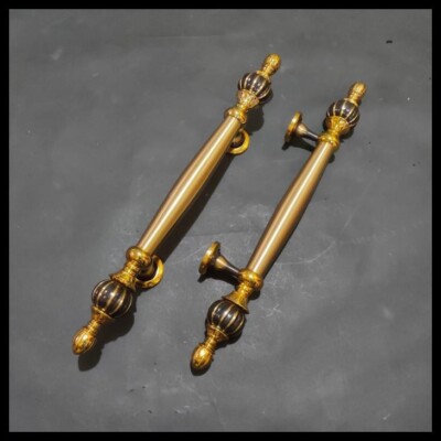 Pair of Vintage Main Entry Door Pull Handle D29 Antique Solid Brass Home Decor