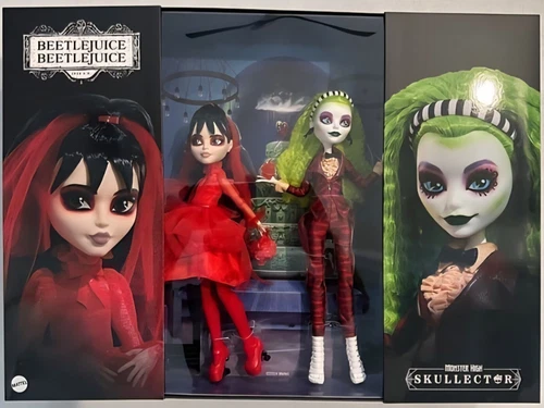 🪳🧃MONSTER HIGH SKULLECTOR Betelgeuse Beetlejuice BEETLEJUICE and Lydia Dolls