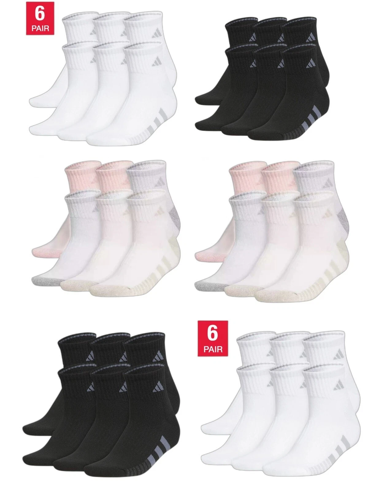 Women adidas Aeroready Quarter Ankle Socks, 6-pair Choice White/Black/MultiColor
Opens in a new wind