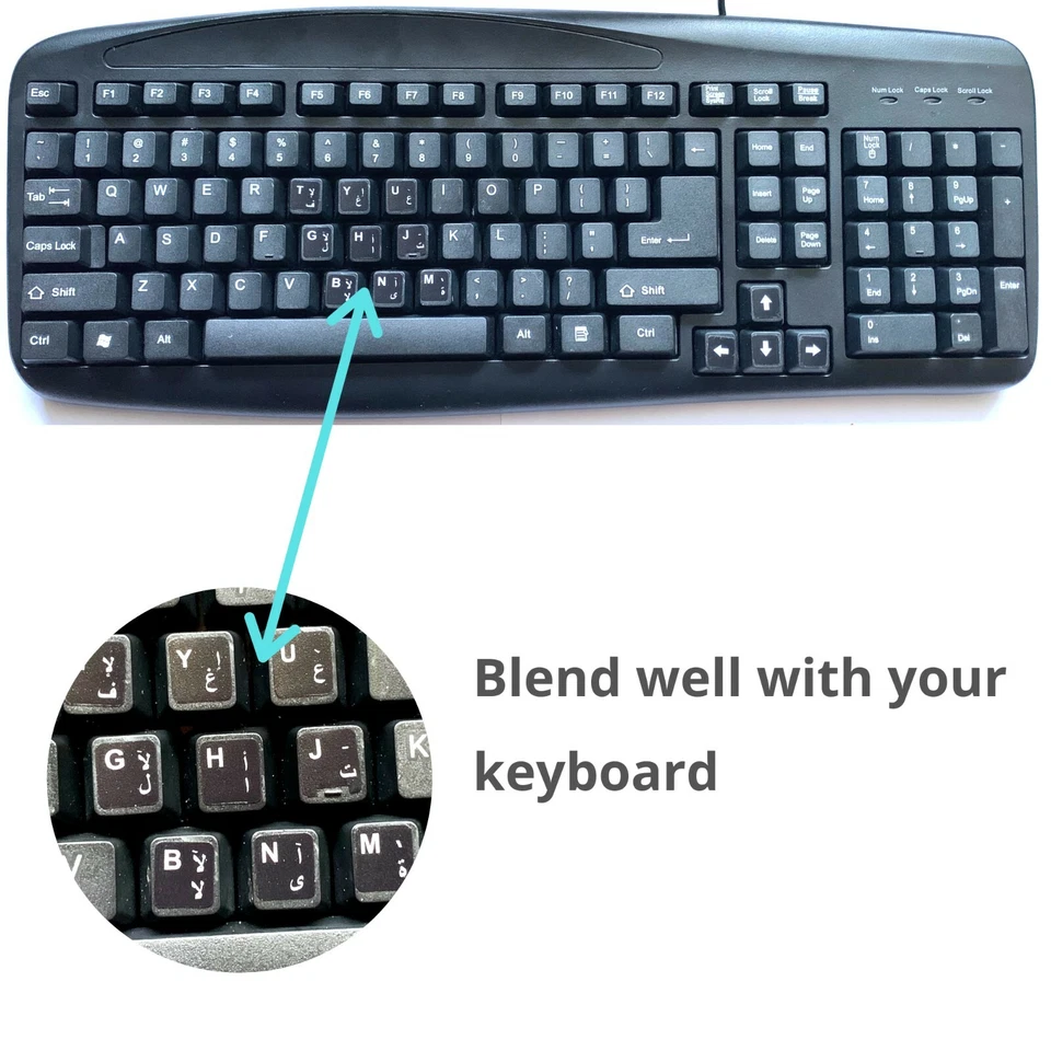 2 PCS Arabic keyboard stickers Waterproof Replacement Computer Laptop White - Image 4 of 4