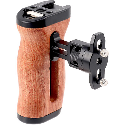Wooden Side Handle Grip w/ cold shoe QR Mount for Mirrorless