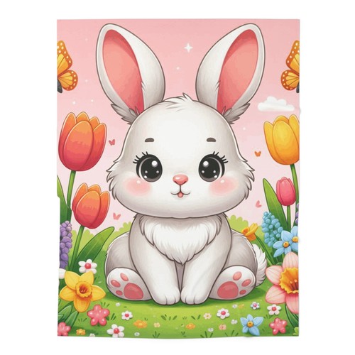 Baby Toddler Blanket Adorable Bunny Rabbit in Childlike Design 9, Gift 30x40