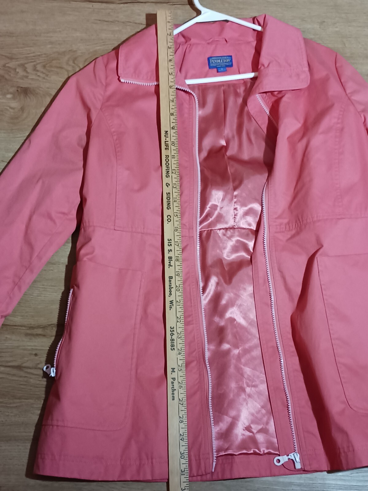 Pendleton Raincoat Jacket Full Zip Pink Coral Siz… - image 6
