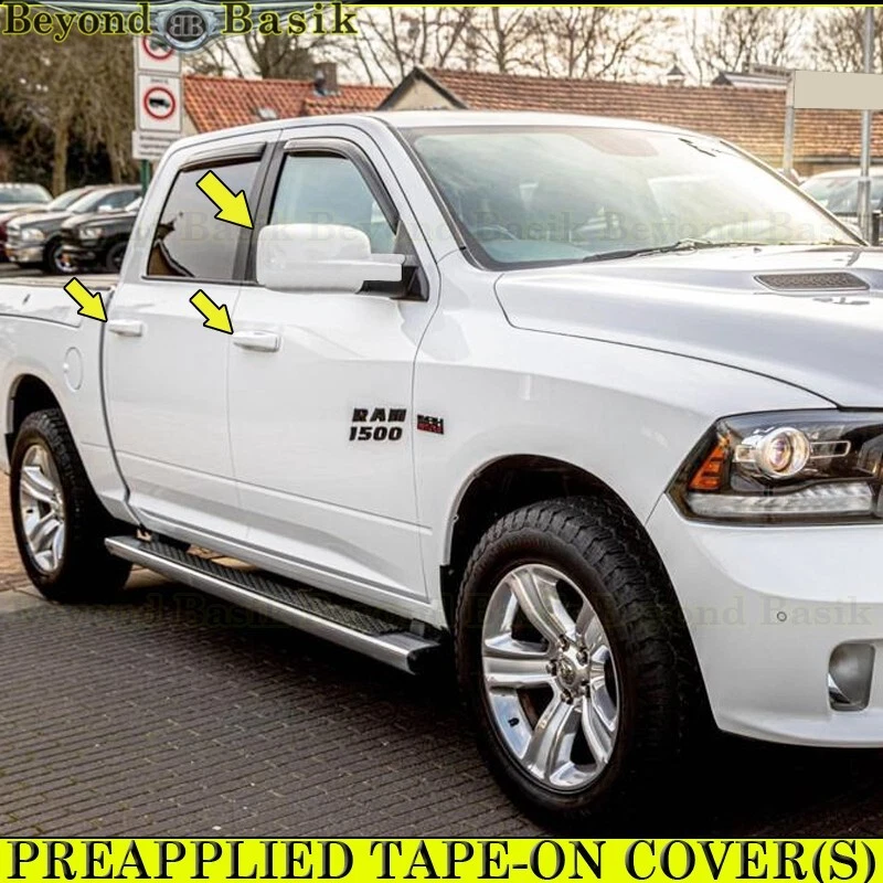 Cubiertas de manija de 4 puertas para Dodge Ram 2009-2019 sin PSK + espejos NoTS PW7 BLANCO BRILLANTE Foto 3 de 4