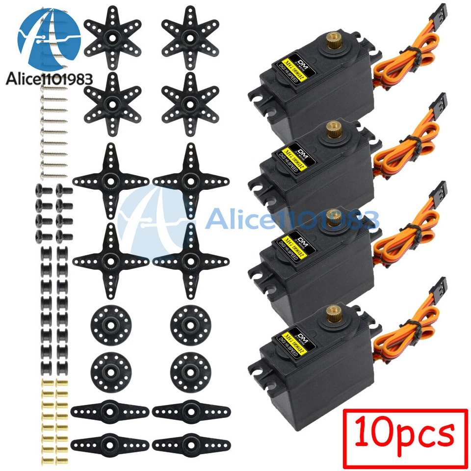 10PCS MG996R Micro Servomotore Digitale RC Elicottero Controllo Aereo Auto Robot - Immagine 2 di 4