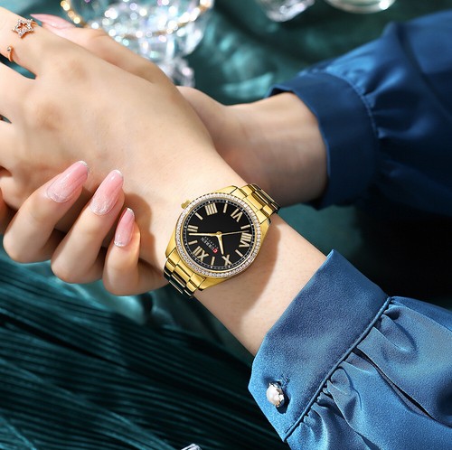 CURREN Women Watch Rhinestone Girl Watches Roman Numerals Office Lady Wristwatch - Bild 7 von 26