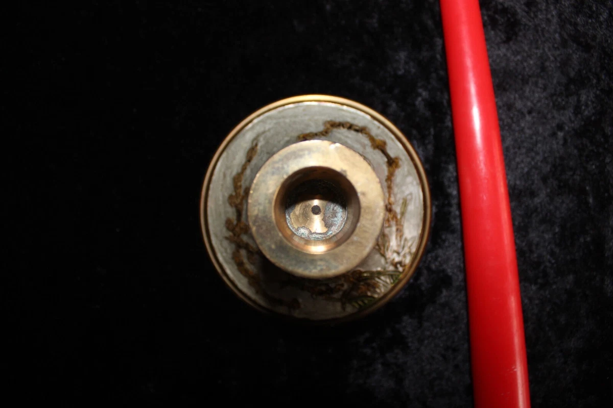 Vintage Kerzenständer mit 1 Kerze aus Messing mit Emaille