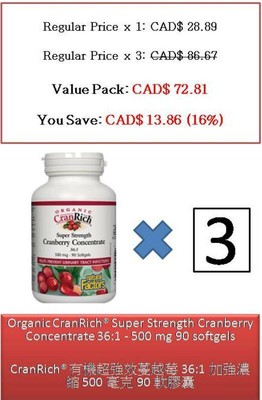 90 S Organic CranRich Super Strength Cranberry Concentrate - Natural Factors