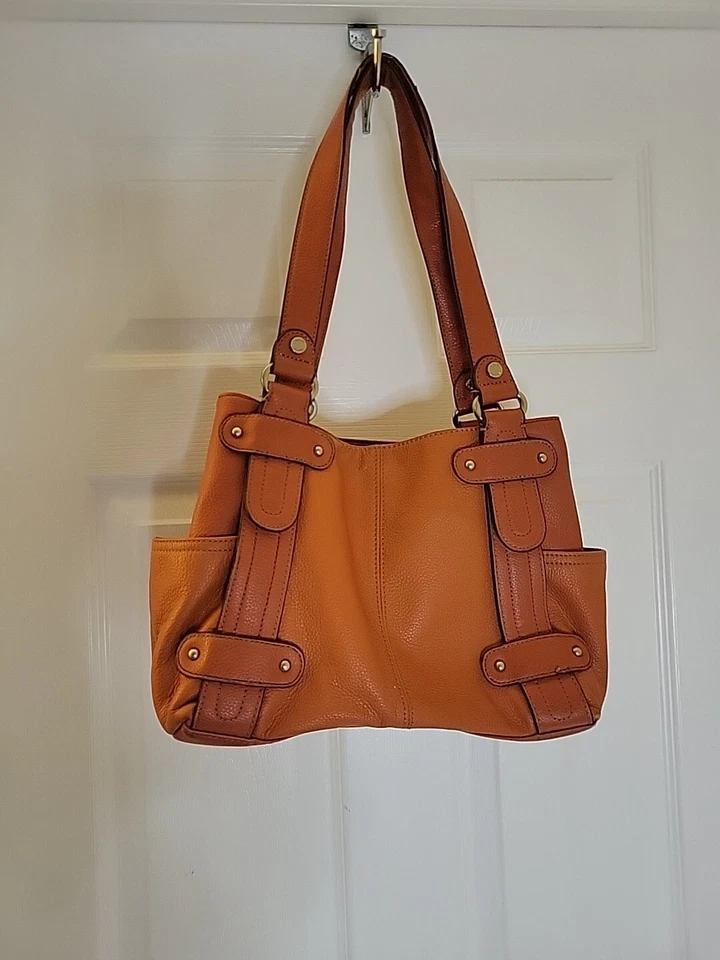 Tignanello 女式 Burnt 橙色完美镶嵌购物包单肩包 M 码  — 第 2/4 张图片