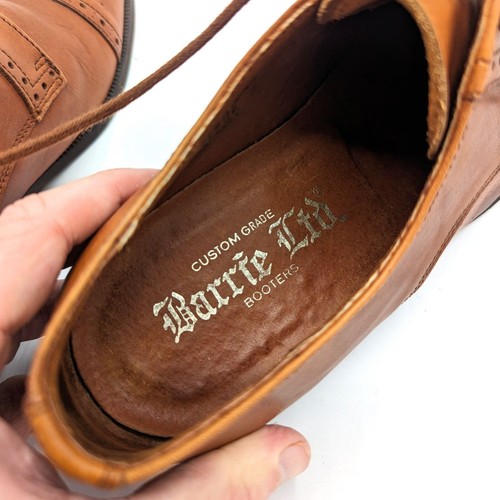 Men's Barrie Ltd Brogue Cap Tow Oxfords Caramel Brown Leather Size 8 (41) Italy - Picture 5 of 8