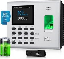 NGTeco Time Clock for Small Businesses, 2.4GHz WiFi Fingerprint Time Clock