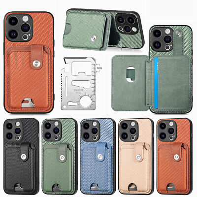 Wallet Stand Card Hybrid Leather Case Cover For iPhone 16e 17 Pro Max 15 14 13 8