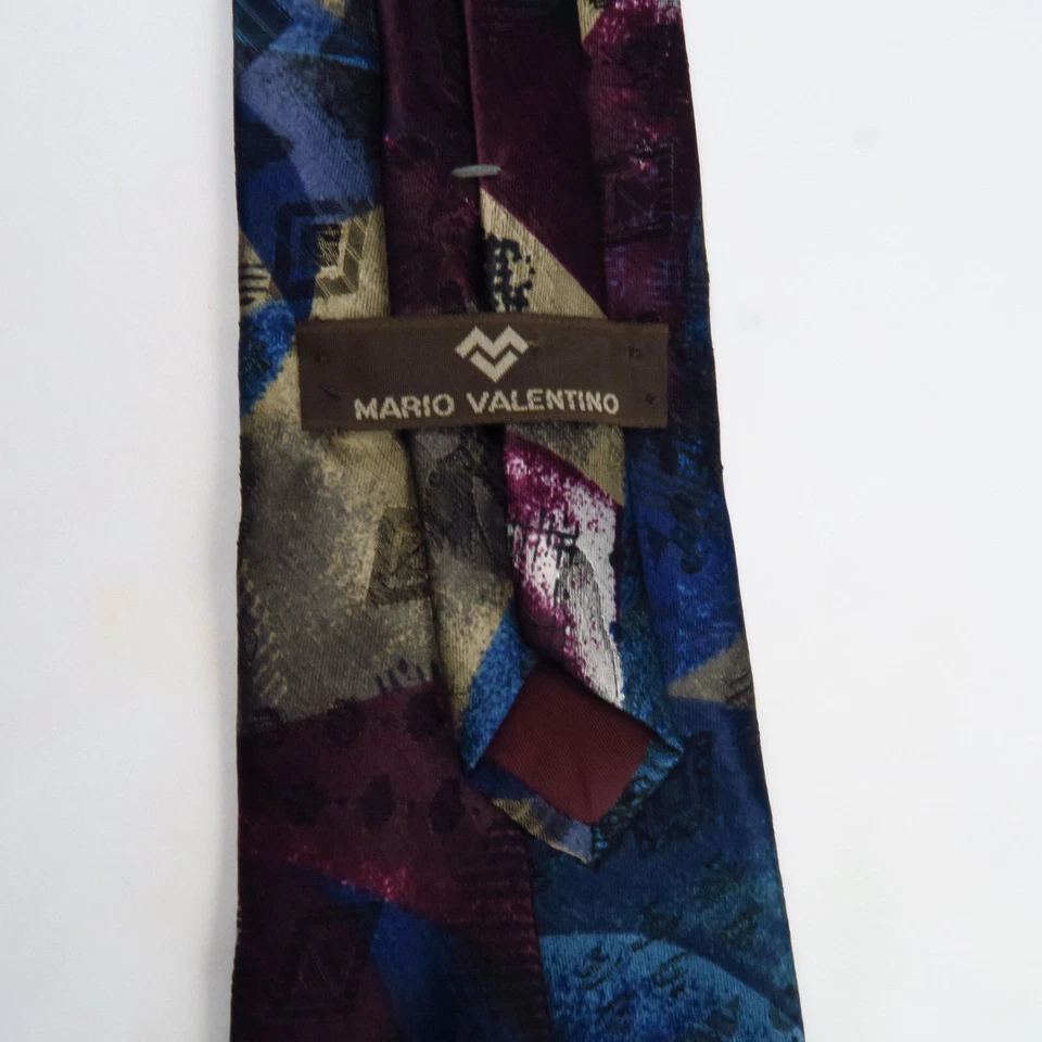 Arte abstracto vintage Mario Valentino para hombre azul dorado borgoña 56"x3,75" colorido Foto 3 de 4