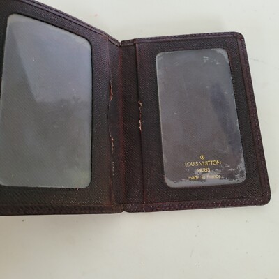 Louis Vuitton LV Taiga Vintage Card 2 ID Windows Wallet Brown